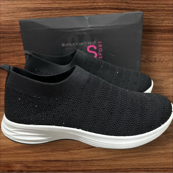 Women’s Gloria Vanderbilt GVS Mansfield Slip on Black Sparkle Sneakers, Size 10. - Picture 1 of 12